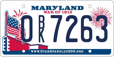 MD license plate 0BK7263