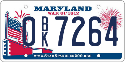 MD license plate 0BK7264