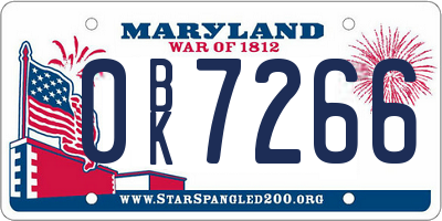 MD license plate 0BK7266