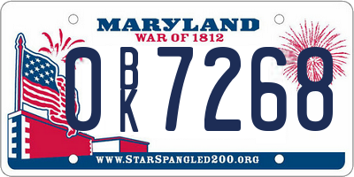MD license plate 0BK7268
