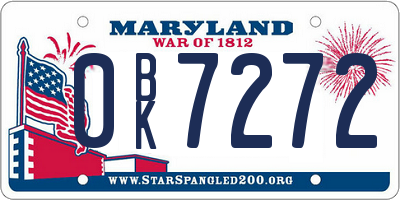 MD license plate 0BK7272