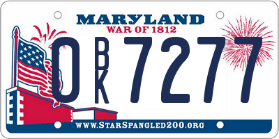 MD license plate 0BK7277
