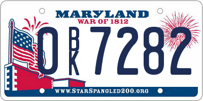 MD license plate 0BK7282