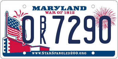 MD license plate 0BK7290