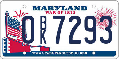 MD license plate 0BK7293