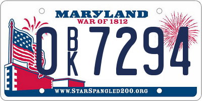 MD license plate 0BK7294