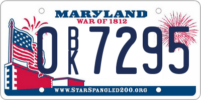 MD license plate 0BK7295