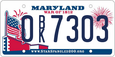 MD license plate 0BK7303