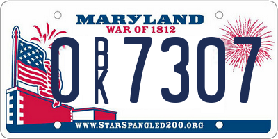 MD license plate 0BK7307