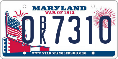 MD license plate 0BK7310