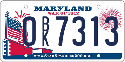 MD license plate 0BK7313