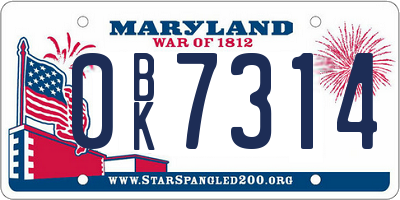 MD license plate 0BK7314