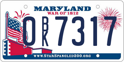 MD license plate 0BK7317