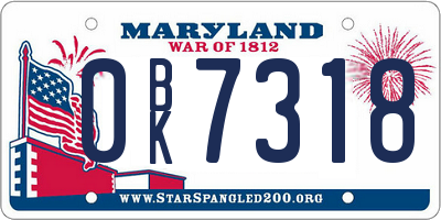 MD license plate 0BK7318