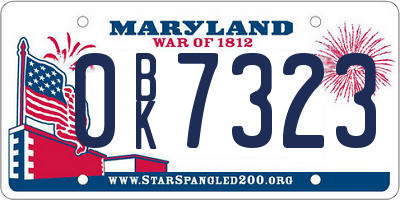MD license plate 0BK7323
