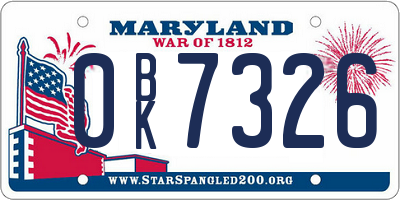 MD license plate 0BK7326