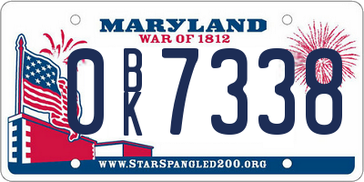 MD license plate 0BK7338