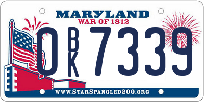 MD license plate 0BK7339