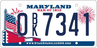 MD license plate 0BK7341