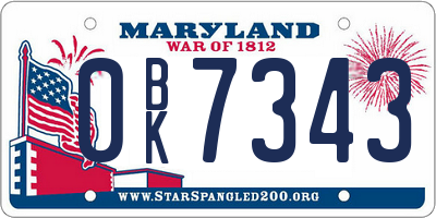 MD license plate 0BK7343