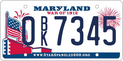 MD license plate 0BK7345