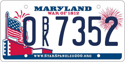 MD license plate 0BK7352