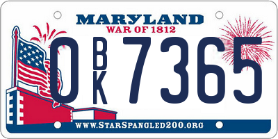 MD license plate 0BK7365