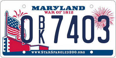 MD license plate 0BK7403