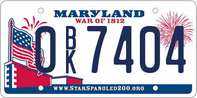 MD license plate 0BK7404