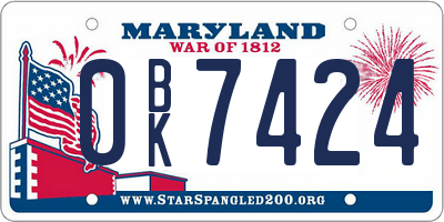 MD license plate 0BK7424