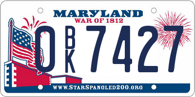 MD license plate 0BK7427