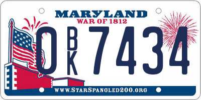 MD license plate 0BK7434