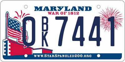 MD license plate 0BK7441