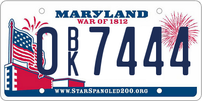 MD license plate 0BK7444