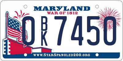 MD license plate 0BK7450