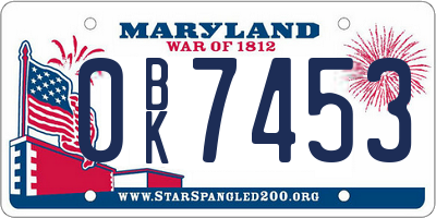 MD license plate 0BK7453