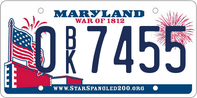 MD license plate 0BK7455