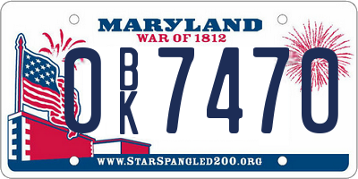 MD license plate 0BK7470