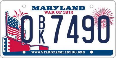 MD license plate 0BK7490