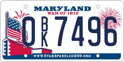MD license plate 0BK7496
