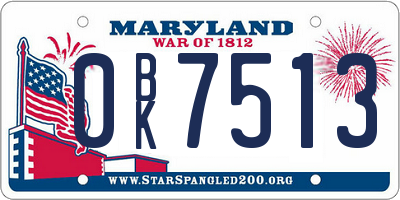 MD license plate 0BK7513
