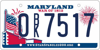 MD license plate 0BK7517