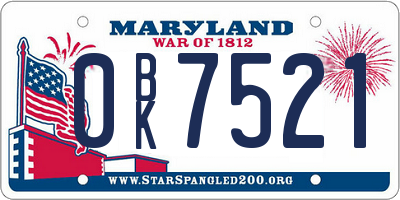MD license plate 0BK7521