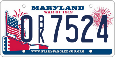 MD license plate 0BK7524