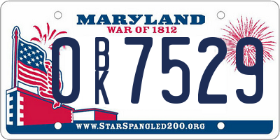 MD license plate 0BK7529