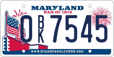 MD license plate 0BK7545