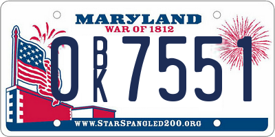MD license plate 0BK7551
