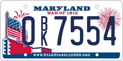 MD license plate 0BK7554