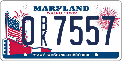 MD license plate 0BK7557