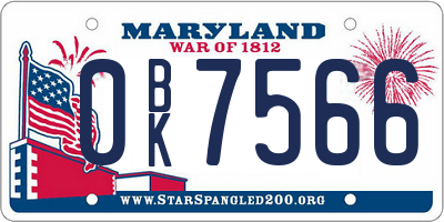 MD license plate 0BK7566